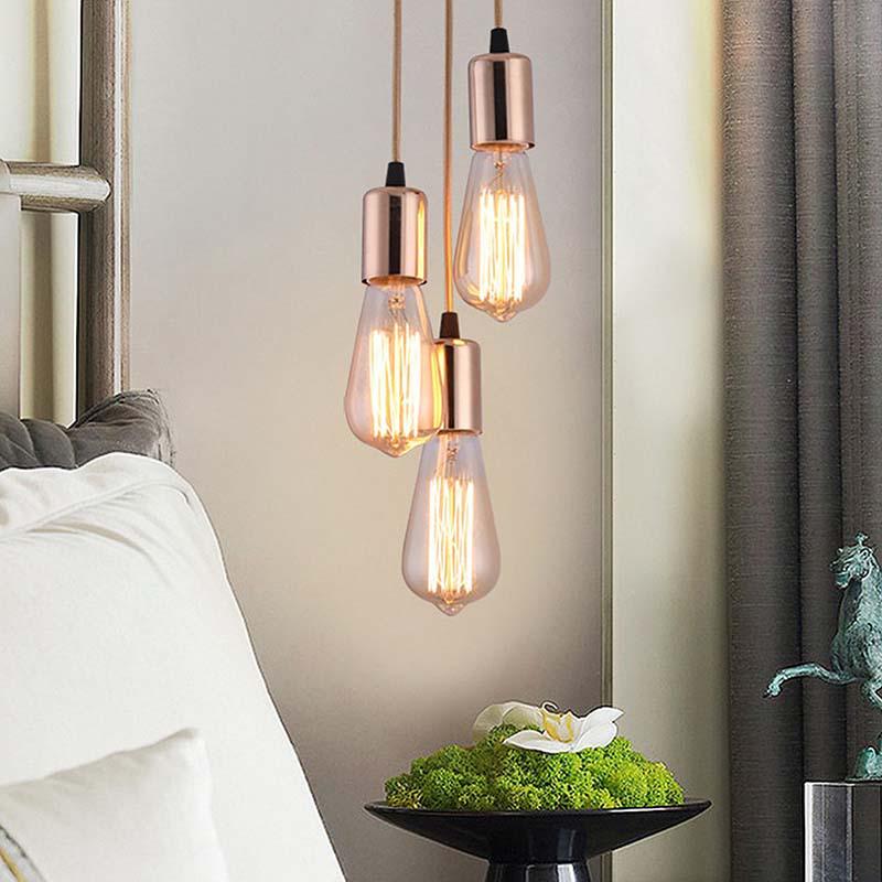 Simple Modern Three-Head Retro Pendant Lamp for Living Room, Bedroom, Kitchen, or Bedside
