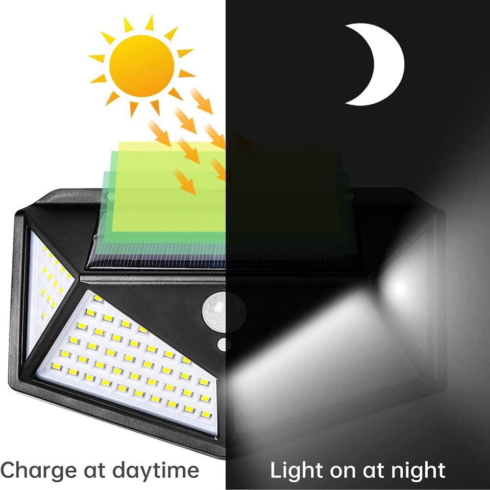 Solar Powered Light Outdoor 100 LED 3 Mode IP65 for Garden Fence Patio Garage