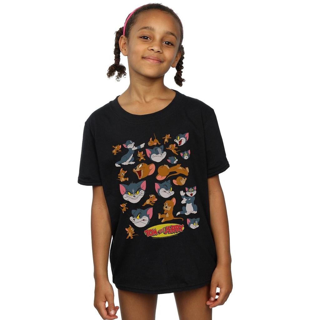 Tom and Jerry Girls Many Faces Cotton T-Shirt