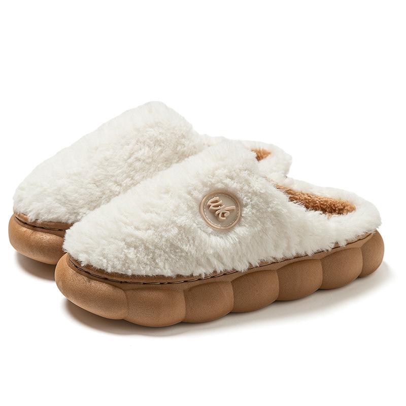 fluff English standard cotton slippers autumn and winter new couple home cotton mop fleece warm slippers