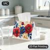 1pc Tissue Box, WATERCOLOR RED BLUE Golden FLORALS ELEGANT Pattern, 2D Flat Printing, Crafted with Strong Polyester, Built To Last, Tissue Organizer, 