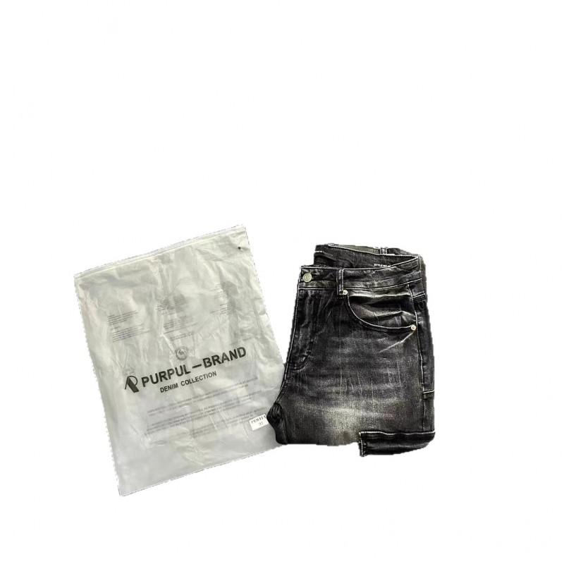 Jeans da uomo in denim elasticizzato nero con dettaglio ricamato, gamba leggermente svasata, vita media, stile casual streetwear