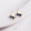 14K Gold-Plated Silver Studs with Rectangular Zircon and Colorful Hanging Ear Pins for DIY Accessories