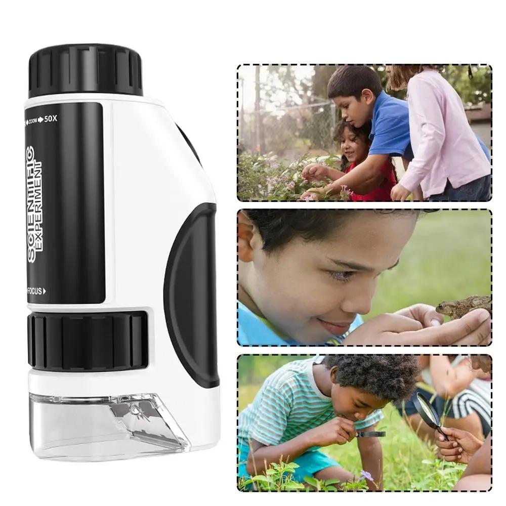 Handheld Microscope Science Toy LED Light Source Little Scientist Microscope  Science Experiments