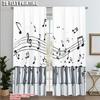 2pcs,2D Plane Printing Print Curtains Classic Piano & Musical Notes Versatile Polyester Fabric (without Rod) Festive for