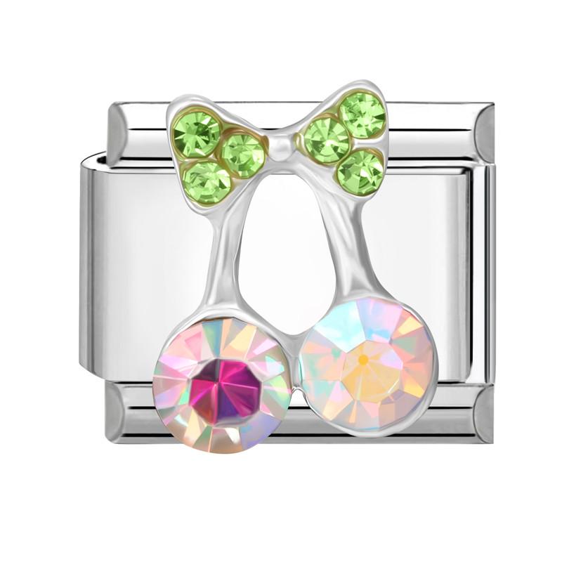 Fashion Colorful Bow Series Charm Bracelet Rose Flower Heart Cherry Y2K Bead Fit 9mm Bracelet Stainless Steel DIY Jewelry Gift