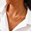 18K Gold-Plated Stainless Steel Blade Chain Hammer Round Chain Double-Layer Necklace Wind Simple Collarbone Chain Female Nc-1367