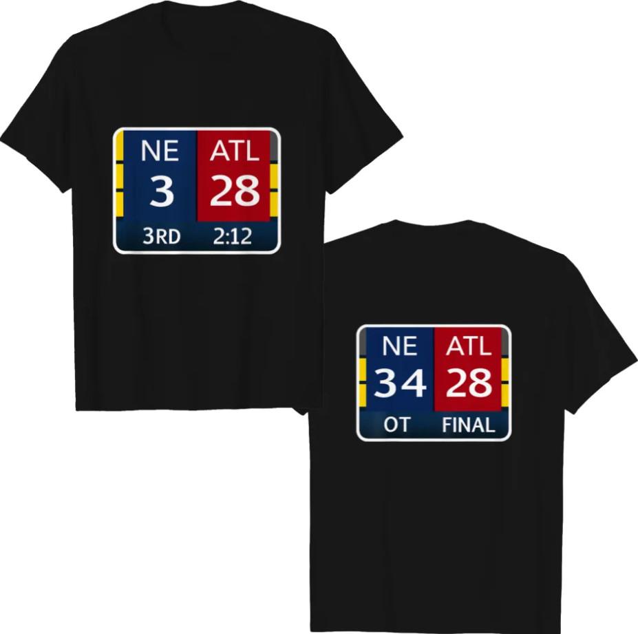 NE 3 ATL 28 NE 34 ATL 28 Final T-shirt 2 Sides to 1 Game HeavTshirt Unisex T-Shirt M