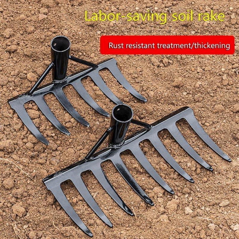 Manganese Steel Rake Perfect For Small Lawn Maintenance Efficient Soil Aeration