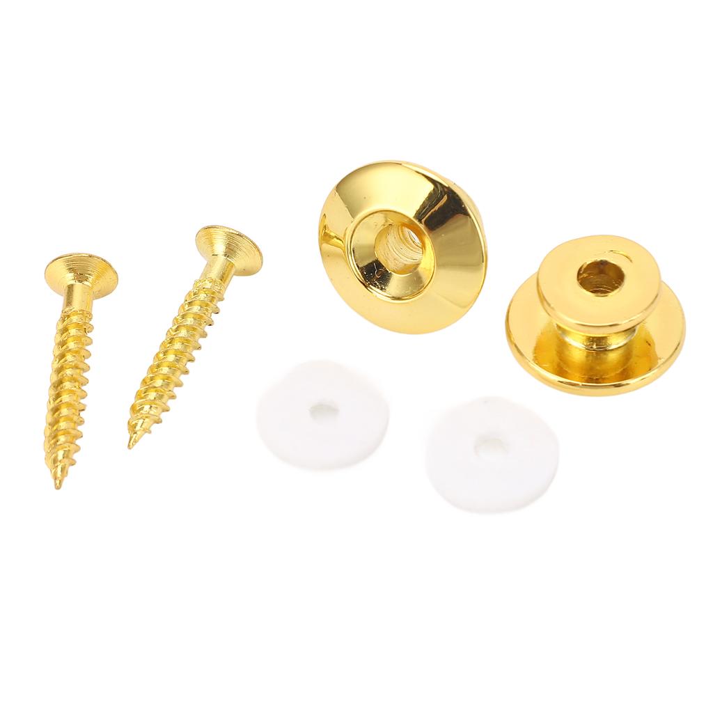 2 Pcs Guitar Strap Button Secure Locking Gold Metal Universal Guitar Strap End Pins
