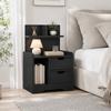 Bedside Table, Small Bedside Cabinet with 2 Drawers and Storage Shelves for Bedroom, Black Wood Effect