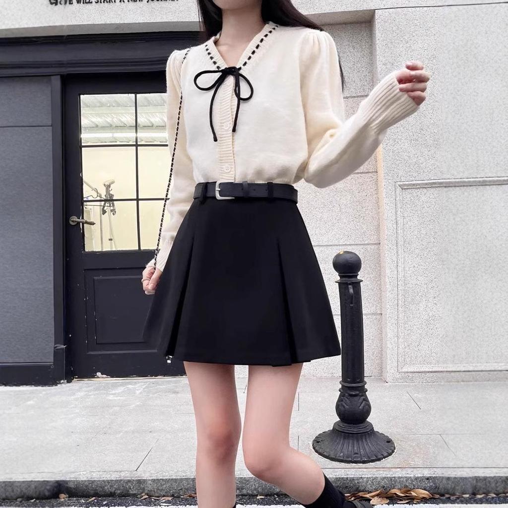 Women's Petite Wool A-Line Pleated Skirt in Coffee - Flattering High-Waisted Pencil Design for Autumn/Winter 2025