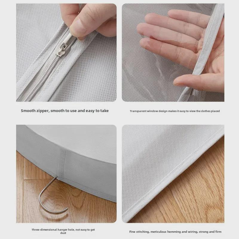 Thick Non-Woven Transparent Hanging Clothing Dust Cover for Suits