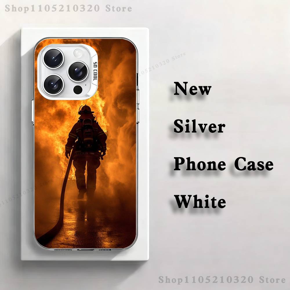 Fire Safety Firefighter Phone Case For iPhone 17,16,15,14,13,12,11,Pro,XS,Max,Plus,Mini,SE4,E white Matte Shockproof Cover