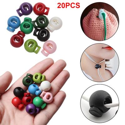 20pcs High Quality DIY 6mm Hole Apparel Shoelace Toggle Clip Cord Lock Bean Plastic Stopper