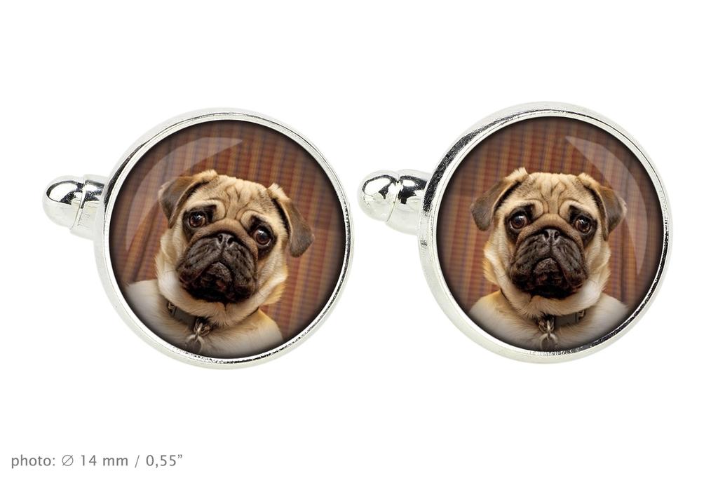 Pug - cufflinks and tie with your photo, a suit decoration, men's jewelry from the Art-Dog brand.