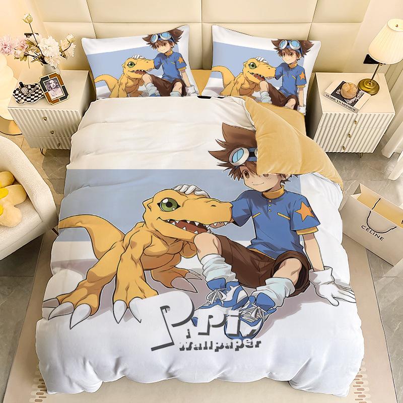 Gamer Digital-monsters Beding Set Digimon Soft with Soft Fabric Duvet Cover Plus Pilowcases Unfiled Single Double Bed Children Young Gift