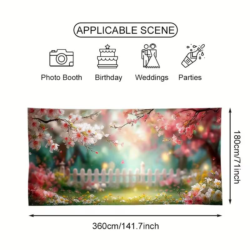 2D Pastel Cherry Blossom Garden Garage Door Banner for Yard and Festival Use