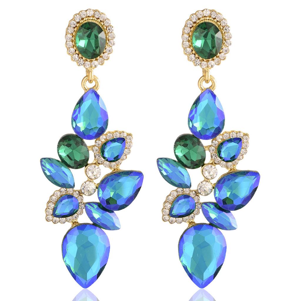 European Fashion Leaf Drop Earrings With Rhinestones For Women Formal Events