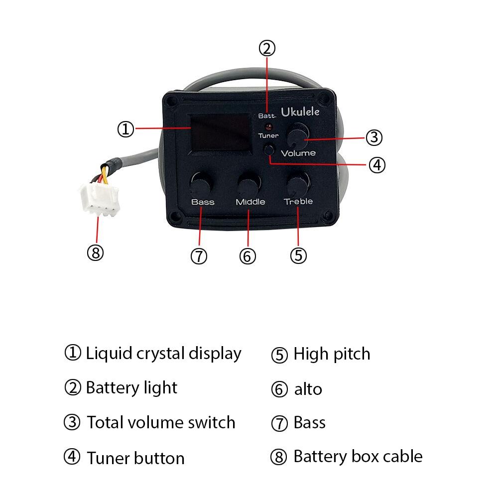 Ukulele Ukelele Uke Piezo Pickup Preamp 3-Band EQ Equalizer Tuner System with LCD Display