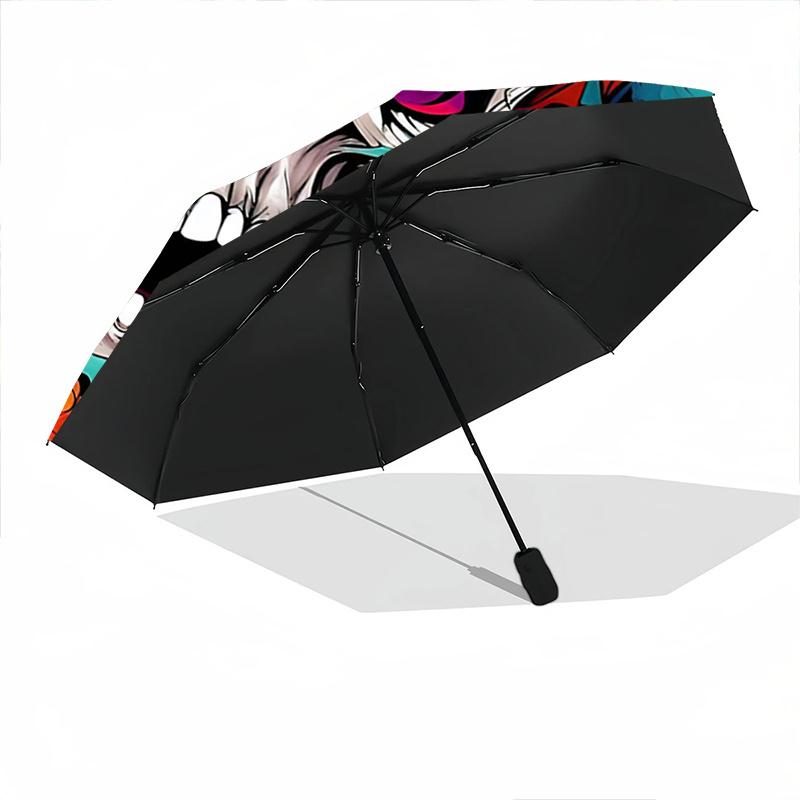 1pc Colorful Skull Design Pattern Beautiful Looking Automatic Folding Umbrella, 3 Folding, 8 Iron Frame Design, Durable and Suitable for Travel a
