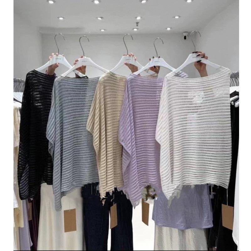 Summer Knitted Sunscreen Women Blouse Hollow Out See Through Pullover Sweater Bat Sleeve Shawl Top Loose Casual Simple Covers Up Irregular Long Shirt