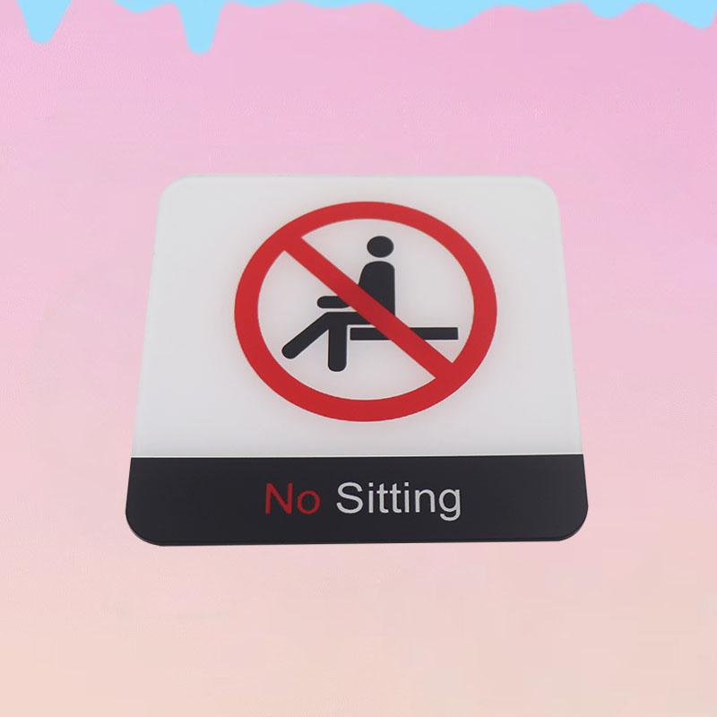 Pop Black Acrylic Creative Signage No Sitting Sign Wall Label Sticker Warning Badge for Fire exits Equipment operation areas Narrow corridors