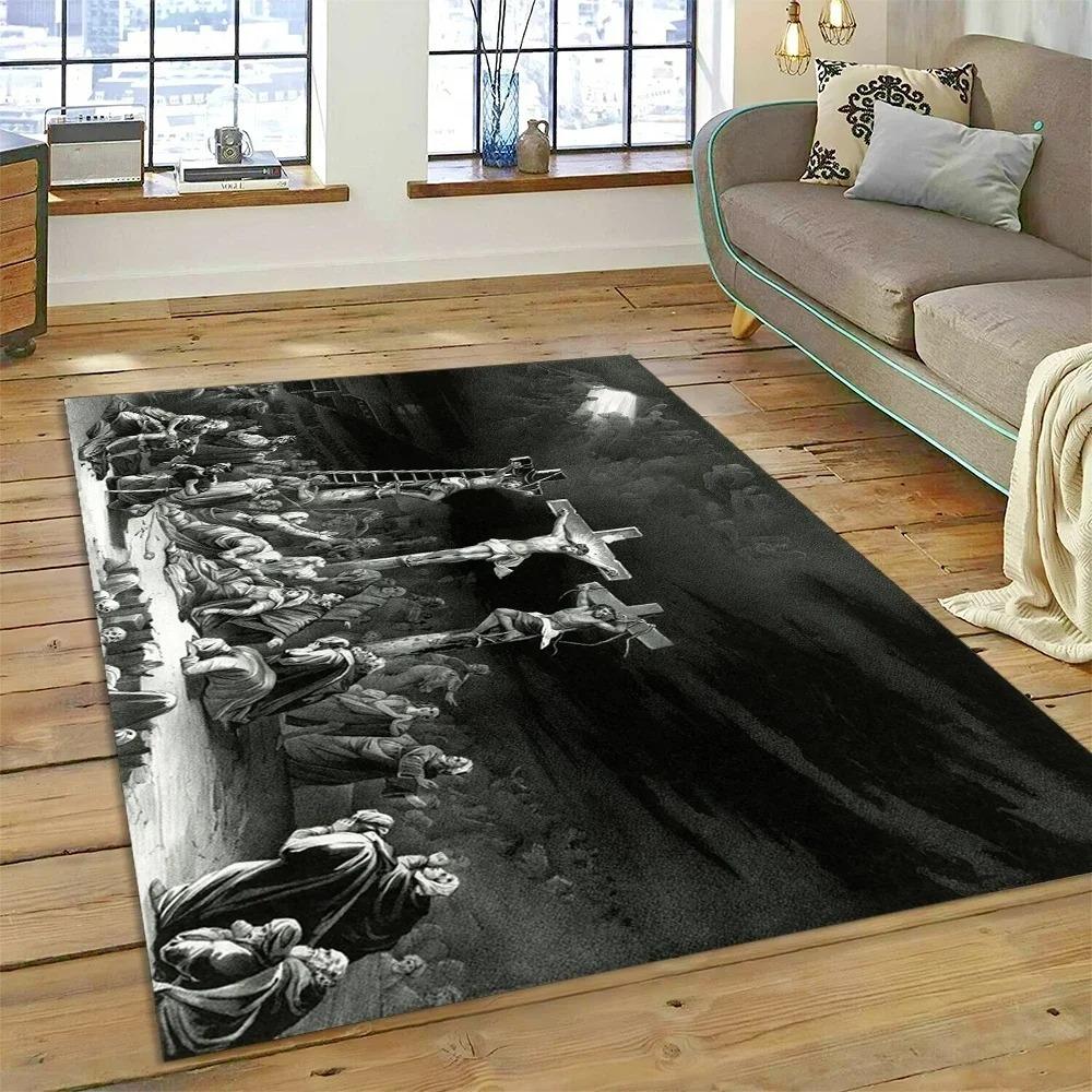 3D Pray Holy Bible Cross Jesus Carpet Rug for Bedroom Living Room Home Sofa Decoration Children Game Large Decor Floor Mat