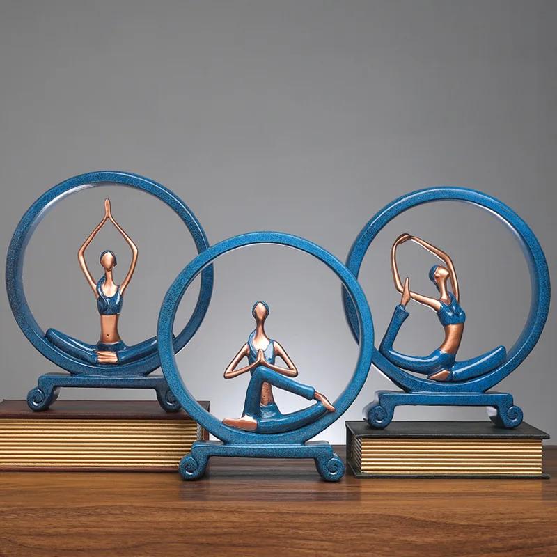 European-style Yoga Girl Figure Resin Decoration Creative Home Wine Cabinet Porch Light Luxury Art Sculpture Ornaments