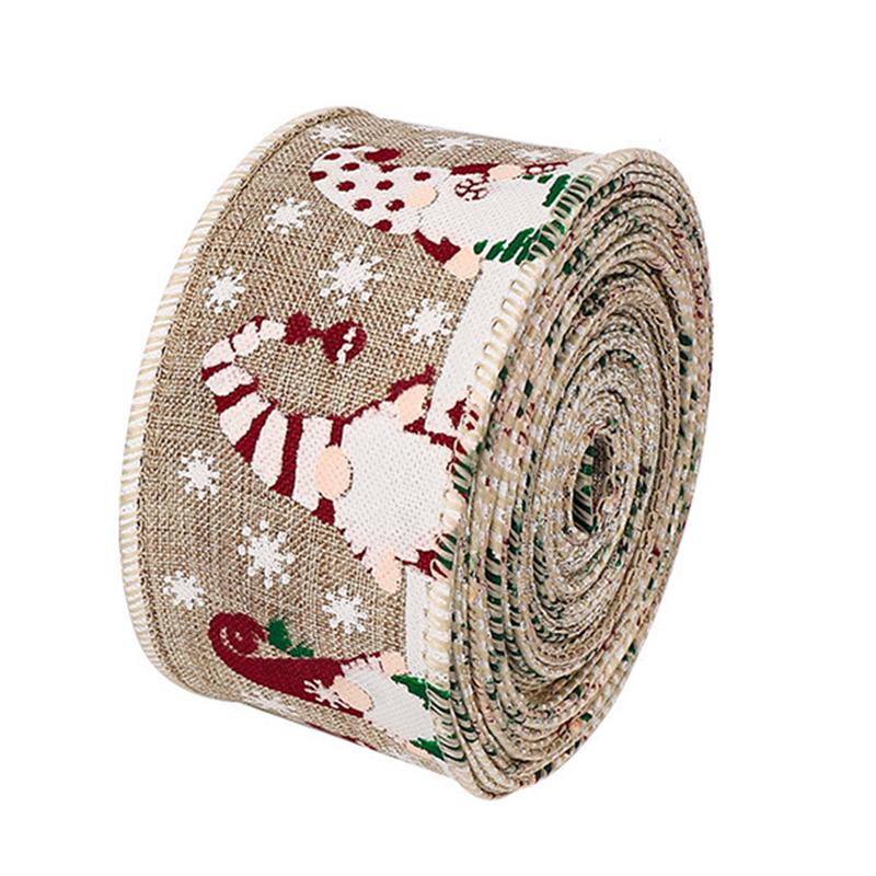 5m Flax-Like Hemming Band Santa Claus Ribbon Decorative Craft Ribbon Santa Claus Craft Tape