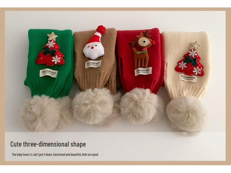 Korean Style Red Knit Scarf for Kids - Christmas 2024 Warm Crossed Neck Warmer