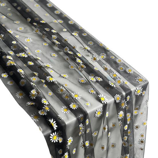 Tüll Gänseblümchen Tischläufer Frühling Blumiger Tischläufer Rustikaler Blumen Tischläufer für Hochzeit Babyparty Geburtstagsparty Bauernhaus Dekor