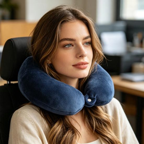 U-Shaped Pillow with Removable Cover, Neck Support Pillow for Travel Office Home, Lumbar Nap Cushion, Leg Lift Cushion, Cervical Relief Headrest
