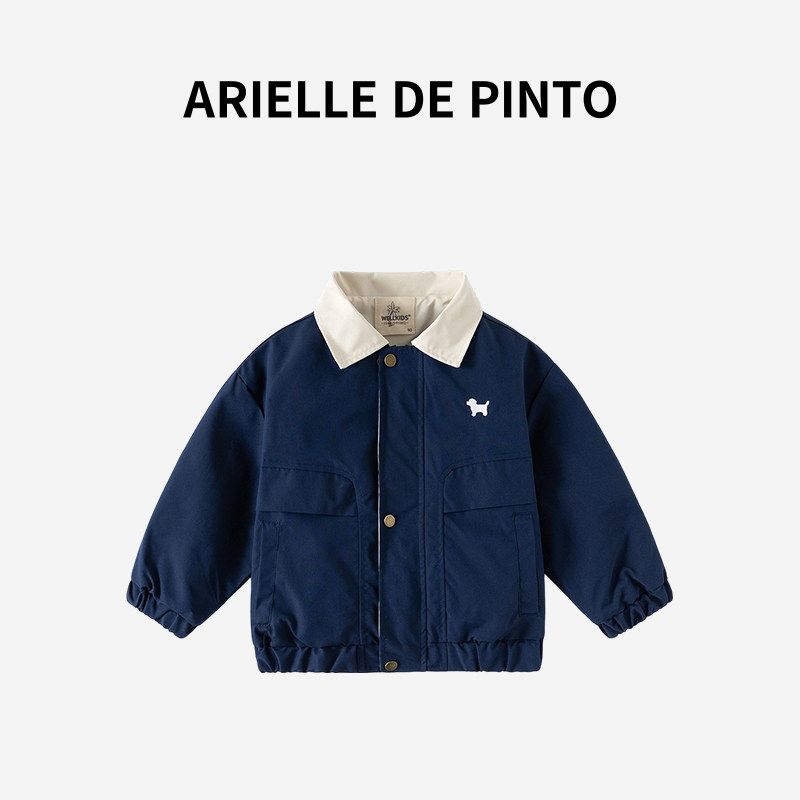 French Arielle De Pinto Boys Outwear Autumn and Winter Style Jacket Casual Korean Style Baby Baseball Uniform Trendy Tibetan youth 90cm