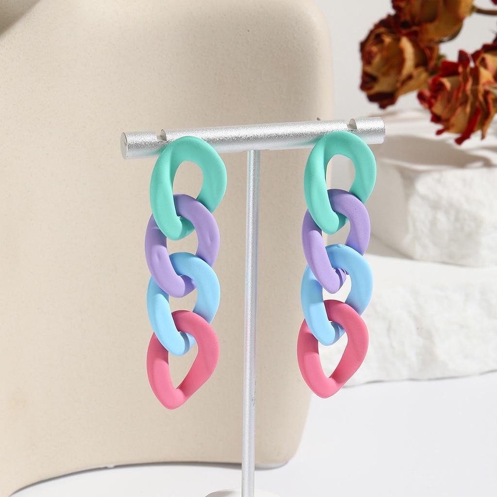 Trendy Acrylic Geometric Earrings For Women Colorful Chain Design 2023 Summer Fashion