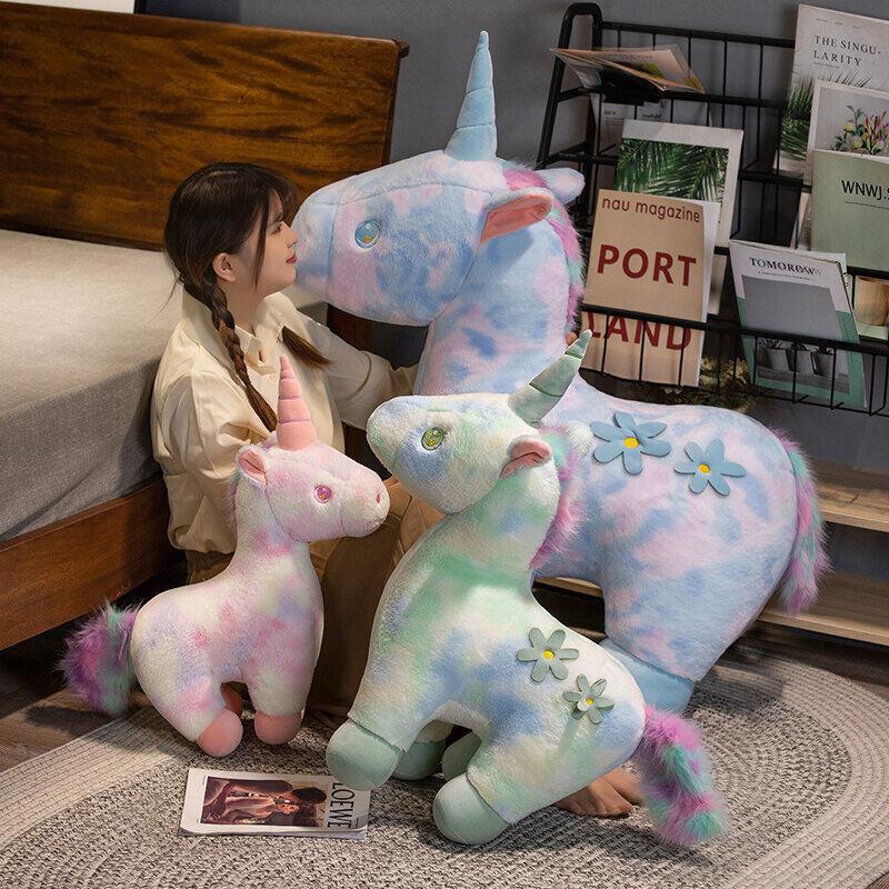 Pattern Flower Unicorn Plush Toy Cute Doll Kids Birthday Gift Home Decoration