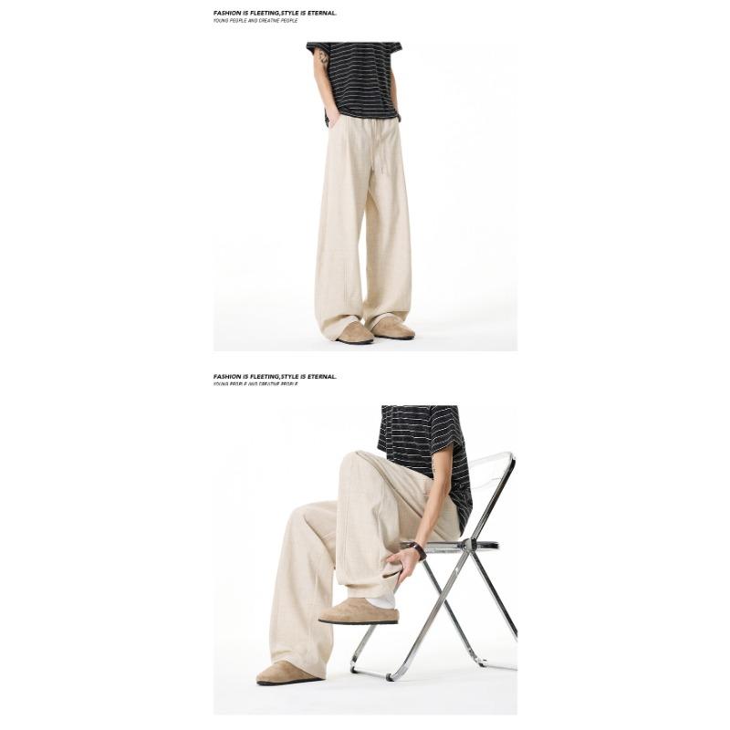 Old Money Style Vintage Linen Look Loose Drawstring Wide Leg Casual Pants