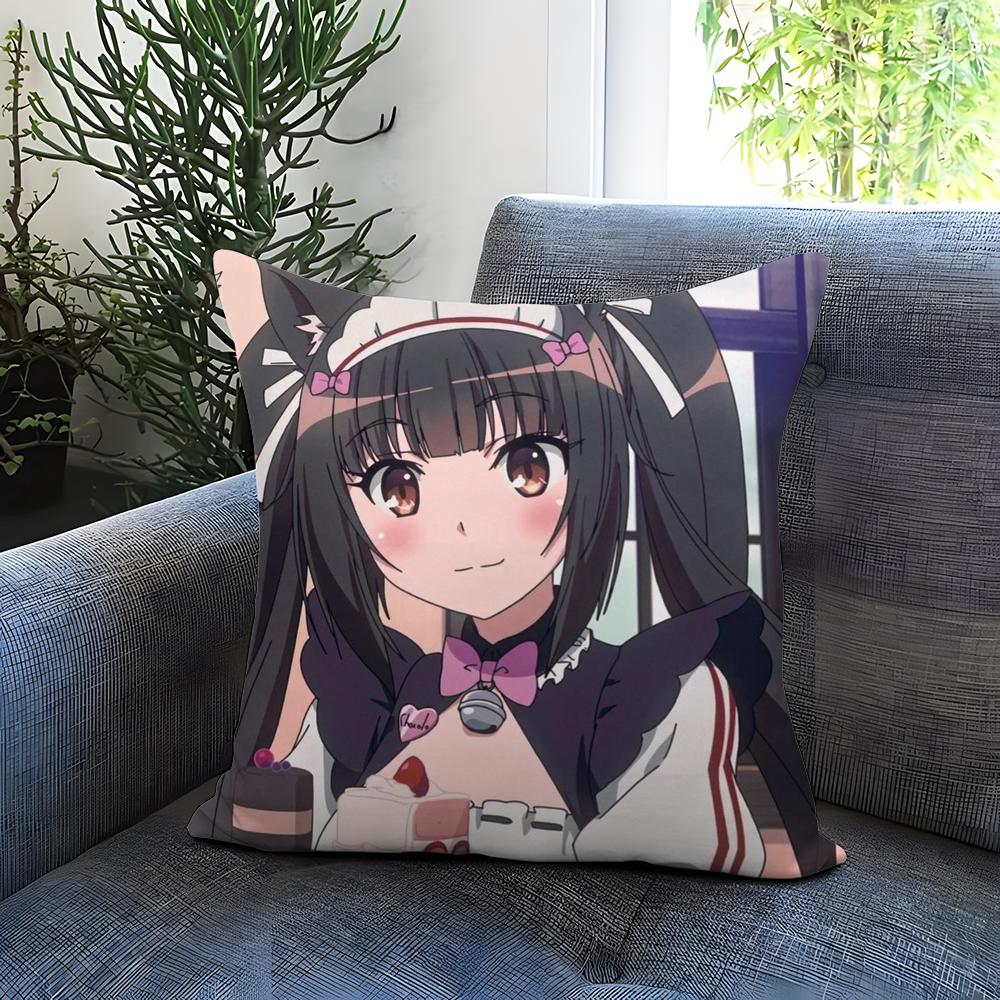 cat girl cute N-NekoparaS Cushion Cover Comfortable Reversible Pillow Cover Ideal for Car Sofa Bedroom & Beyond