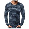 Koszulki z długim rękawem dla mężczyzn, moda męska z nadrukiem O-Neck T-shirt Topy Casual Sport Athletic Pullover Bluzka