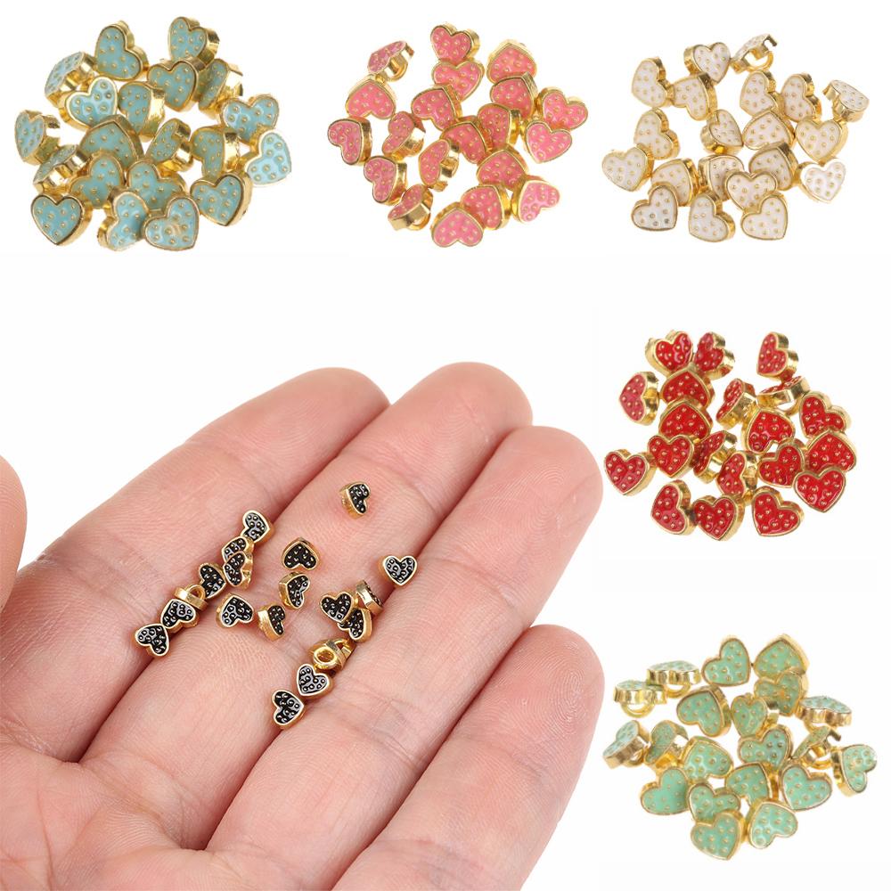 20Pcs 5mm Heart Style Mini Button Buckle DIY Doll Clothes Metal Printed Buckle Pattern Decoration Buckles for 1/6 Doll Clothing