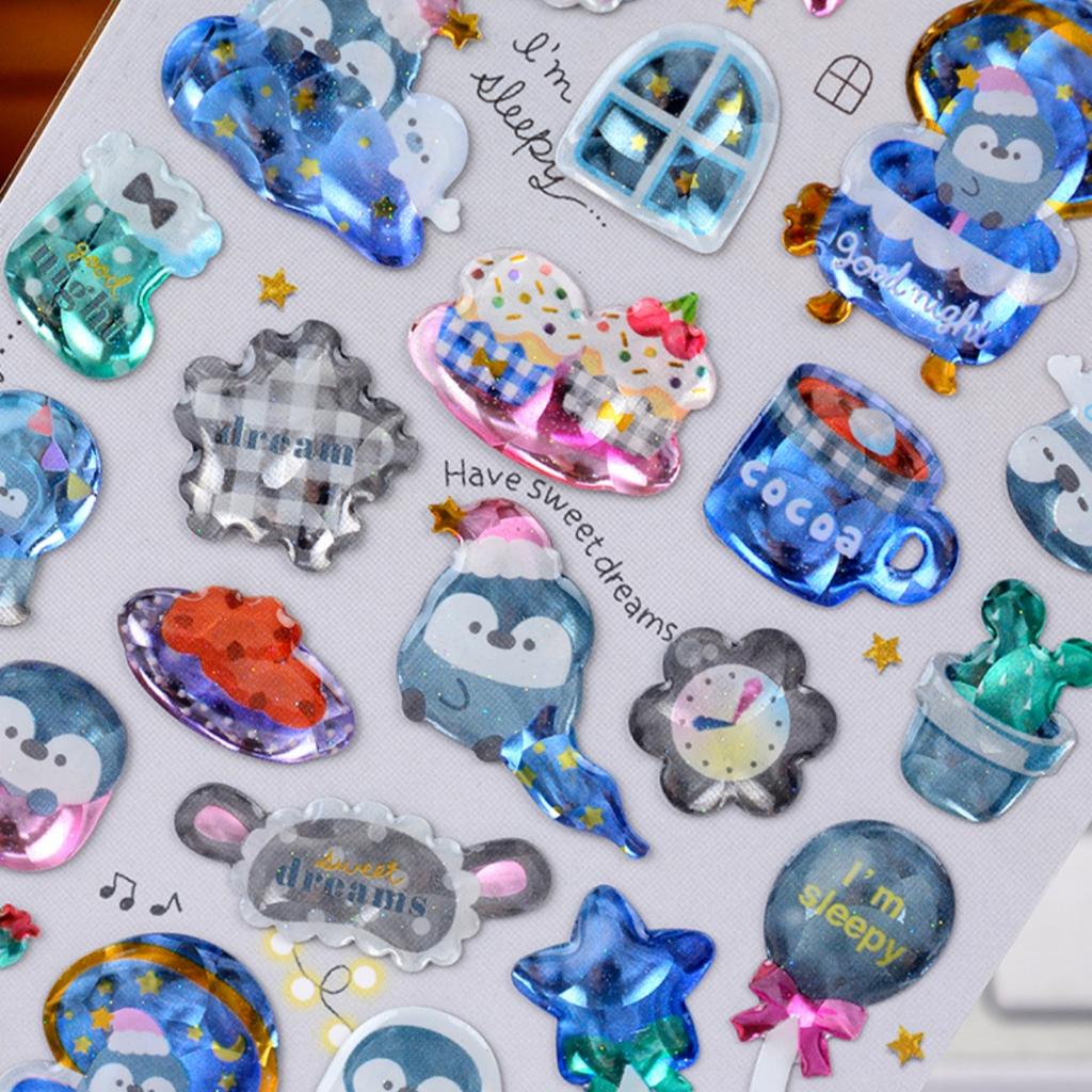 3 Pcs/6pcs Colorful Sweet Candy Pets Cartoon Crystal Stickers Scrapbooking Diy Journal Cute Sticker Stationery Decor School Gift