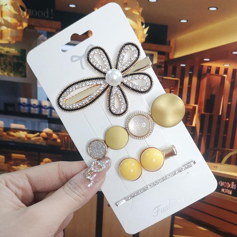 Korea Shiny Crystal Hair Clip Set Fashion Hair Accessories  Trend For Women Girl Pearl Rhinestone Hairpin Side Clip For Hair