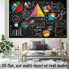 One 2D Flat Banner, In a Blackboard Style, Featuring Elements of Mathematics and Science. Background Decoration.