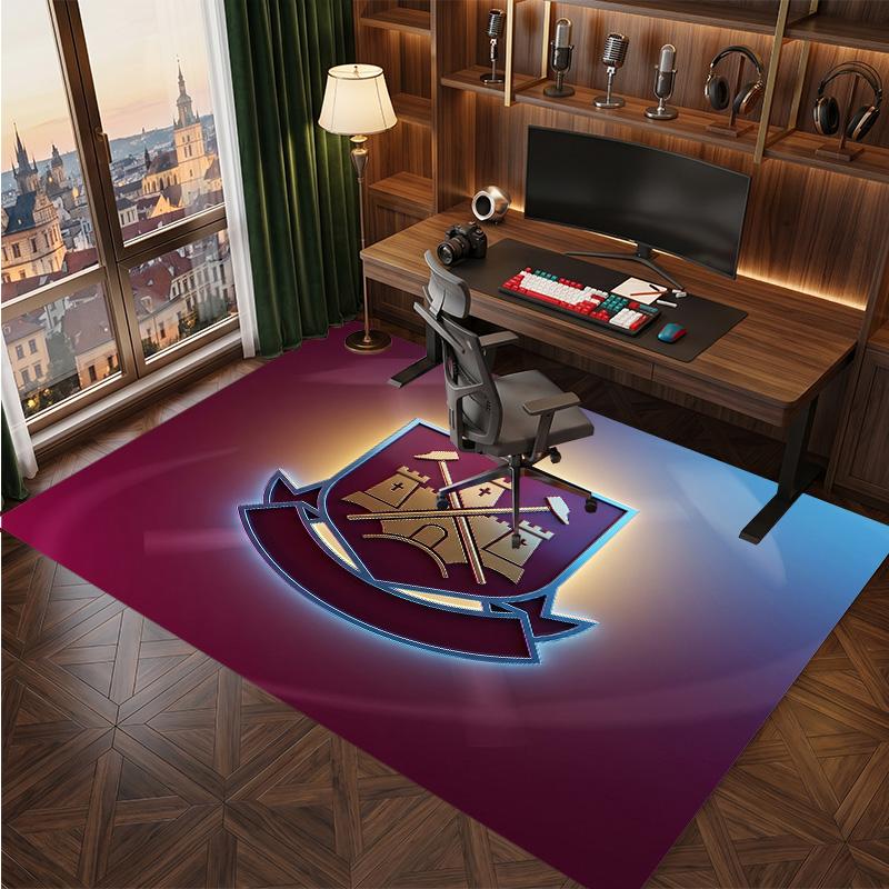 Tappeto in Velluto di Cristallo con Stampa del West Ham United Football, Comodo Assorbente d'Acqua Antiscivolo Tappeto per Pavimenti Interni