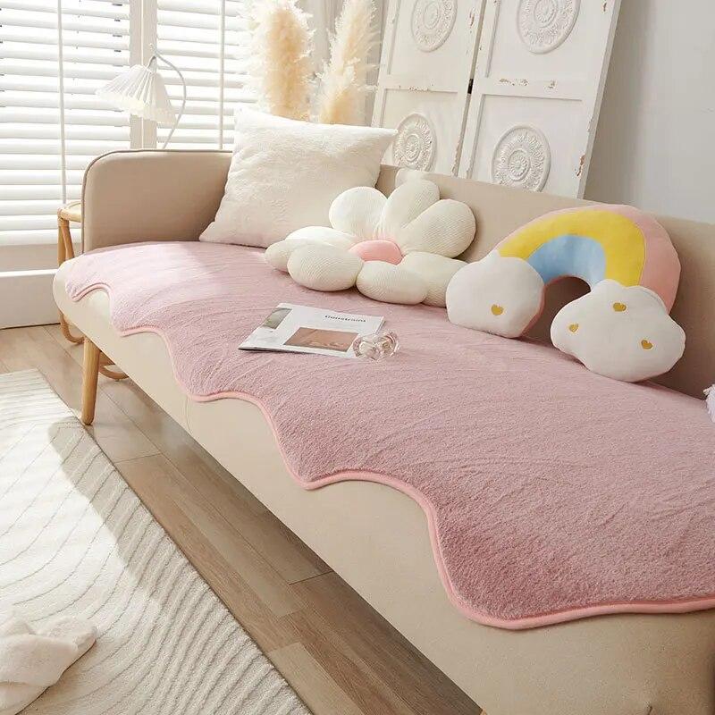 Winter Soft Plush Quilted Sofa Towel Solid Color Luxury Plush Sofa Covers Thicken Anti-slip Couch Covers for Living Room