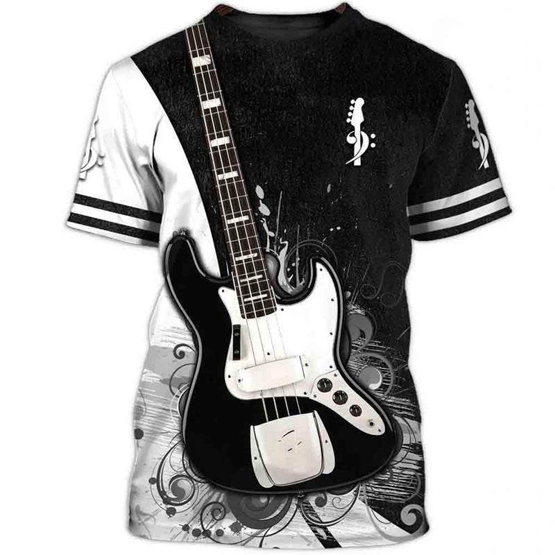 Vintage Guitar 3D Print Mens Funny Designer Clothes Summer Fashion T-shirt Kids Round Neck Short Sleeve Tees Tops