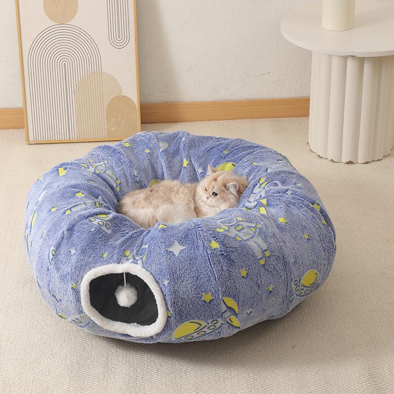 

Luminous Foldable Donut Cat Bed and Tunnel Hideaway