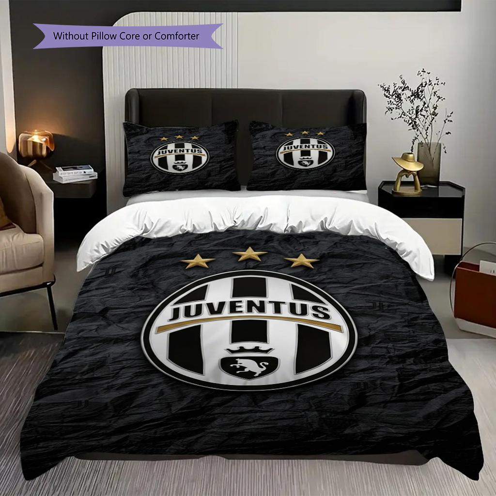 Biancheria da letto con stemma del Football Club Juventus (1 * copripiumino + 2 * federa, senza nucleo) Regalo di compleanno di Natale Copripiumino e federa Set biancheria da letto