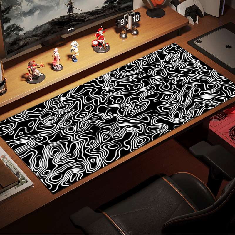 Modern Abstract Contour Line Large Desk Mat Antislip Rubber Mousepad For Gaming Room Office Pc Keyboard Workstation Decor