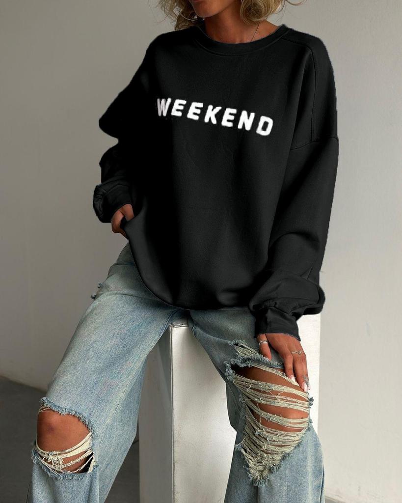 European & American Women's Casual Printed Thick Long Sleeve Sweatshirt (2024 Collection)